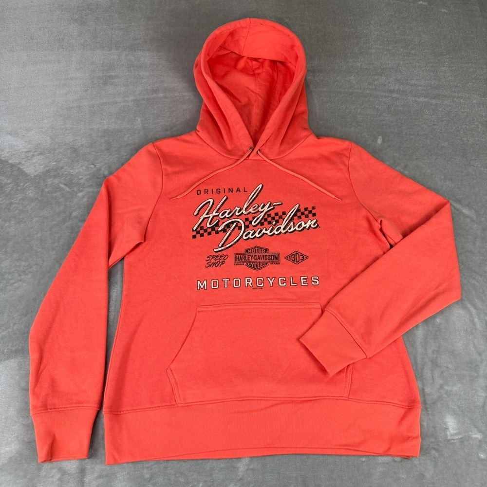 Harley-Davidson Pullover Hoodie Womens Large Red Motorcycles 1903 New NWOT